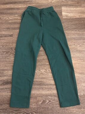 Zara Dark Green Knit Lounge Pants Women's XS Drawstring Pull On Sweatpants